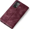A burgundy flip case for a smartphone is shown at an angle on a white background. Produktbild-Vorschau