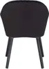The back view of a black velvet dining chair with black wooden legs. Produktbild-Vorschau