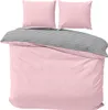 Bettwäsche 200x200 cm Baumwolle Rosa Grau gestreift Stripe Produktbild-Vorschau 1
