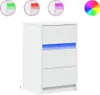 vidaXL Nočný stolík s LED svetlami biely materiál na báze Náhľad obrázku produktu 2