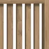 A close-up view of a wooden radiator cover with vertical slats. Voir les images du produit