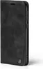 A black flip cover case for a smartphone is shown from the side against a white background. Produktbild-Vorschau