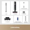 A collage of product components and accessories for a vacuum cleaner, with text labels in German. Produktbild-Vorschau