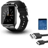 A smartwatch, its battery, and charging cables are displayed against a white background. Produktbild-Vorschau