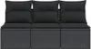 A front view of a three-seater outdoor sofa made of black poly rattan with black cushions. Náhľad obrázku produktu
