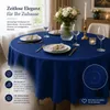 Tischdecke blau dunkel oval 160x220 cm damast Ornamente Produktbild-Vorschau 2