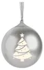 A silver Christmas ornament with a lit-up Christmas tree design. Produktbild-Vorschau