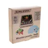 The image shows the retail packaging of a wooden farm puzzle. The box is made of cardboard and displays images of the puzzle and its components. Voir les images du produit