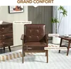 HOMCOM Fauteuil de salon, fauteuil de chambre en cuir Voir les images du produit 3