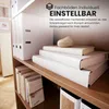A bookshelf with binders and books, with marketing text overlay. Produktbild-Vorschau