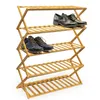 Étagère à chaussures pliable en bambou avec 5 étagères - 87 Voir les images du produit 5