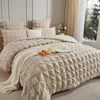 Seersucker Bettwäsche 220x240cm Kariert Beige 3tlg. Set mit Produktbild-Vorschau 1