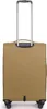 A tan suitcase with a retractable handle and wheels, shown from the back. Voir les images du produit