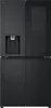 A black LG InstaView side-by-side refrigerator with a water dispenser. Produktbild-Vorschau