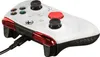 A white and red PDP gaming controller is shown against a white background. Produktbild-Vorschau