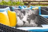 MuchoWow® Outdoor Kissen - Weltkarte - Blumen - Holz - Produktbild-Vorschau 4