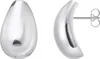 A pair of silver hoop earrings are shown against a white background. The earrings are teardrop-shaped and polished to a high shine. Anteprima dell’immagine prodotto