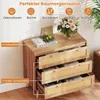 Komoda rattanowa COSTWAY z 3 szufladami, kredens drewniany Podgląd zdjęcia produktu 4