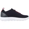 A side view of a single blue Geox Spherica men's sneaker with red laces and a white sole. Produktbild-Vorschau