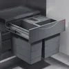 A built-in kitchen waste sorting system with pull-out drawers and bins. Voir les images du produit