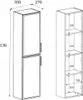 A technical drawing of a tall cabinet with dimensions indicated. Anteprima dell’immagine prodotto