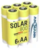 A pack of six AA rechargeable batteries with a yellow label. Produktbild-Vorschau