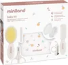 The image shows the retail packaging of a Miniland baby kit, which includes various hygiene and care products for babies. Produktbild-Vorschau