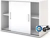 A white sliding door cabinet with shelves, shown from the front. Produktbild-Vorschau