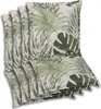 A stack of four chair cushions with a tropical leaf pattern. Produktbild-Vorschau