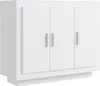 A white sideboard with three doors and silver handles is shown against a white background. Náhľad obrázku produktu