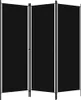 A black, three-panel room divider standing against a white background. Produktbild-Vorschau
