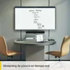 A modern conference room with a large screen displaying a workflow strategy, a soundbar, a laptop, and two chairs. Anteprima dell’immagine prodotto
