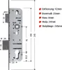 A technical drawing with dimensions of a lock mechanism. Produktbild-Vorschau