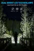 A person stands on a wooden bridge at night, illuminated by a flashlight. Produktbild-Vorschau