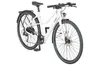 A white electric bicycle is shown from a three-quarter front angle against a white background. Produktbild-Vorschau