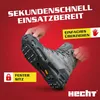 A shoe with spikes attached, being demonstrated by hands. Produktbild-Vorschau