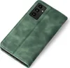 A green flip cover case for a smartphone is shown on a white background. Produktbild-Vorschau