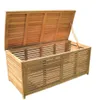 A wooden garden storage box with its lid open, shown against a white background. Produktbild-Vorschau