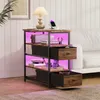Nachttisch, mit LED-Leuchten und Ladestation, Beistelltisch Produktbild-Vorschau 2