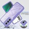 A phone case is shown in a dynamic, falling pose, with text describing its protective features. Produktbild-Vorschau