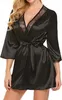 Satin-Set - Damenunterwäsche - Bademantel mit Spitze - Produktbild-Vorschau 1