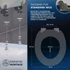 Diagrams and text illustrating the features and dimensions of a toilet seat. Anteprima dell’immagine prodotto