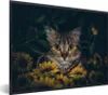MuchoWow® Gerahmtes Poster Katze - Gelb - Blumen - Produktbild-Vorschau 1