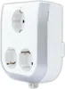 A white and silver 3-way power strip with European-style outlets. Anteprima dell’immagine prodotto