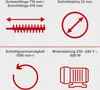 Diagrams and text detailing the specifications of a product. Náhled obrázku produktu
