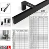 A collage of product images and a size chart for a black curtain rail system. Anteprima dell’immagine prodotto