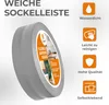 A roll of gray flexible skirting board is shown with feature icons and text. Anteprima dell’immagine prodotto
