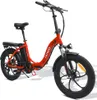 A red foldable electric bicycle with black tires and seat, shown against a white background. Produktbild-Vorschau