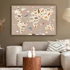 MuchoWow® - Leinwandbilder - Weltkarte Kinder - Tiere - Produktbild-Vorschau 5
