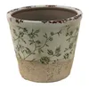 Clayre & Eef Blumentopf Ø 16x16 cm Grün Weiß Keramik Produktbild-Vorschau 1